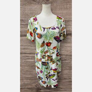 Vintage Dress Mill Silk Dress Tropical Fish Print Sz Medium